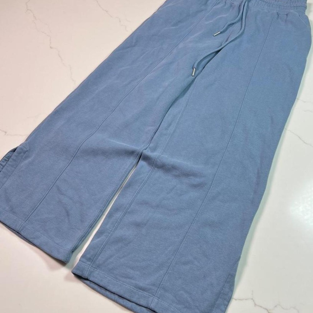 Unbranded Wide Leg Pintuck Sweatpants Womens Blue Fleece Lounge Pants